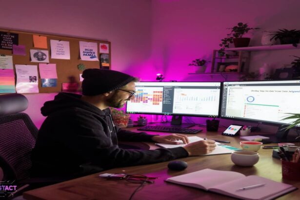 Solopreneur designing a 7-day AI-powered content calendar with digital tools, representing automation, rhythm, and creative balance.