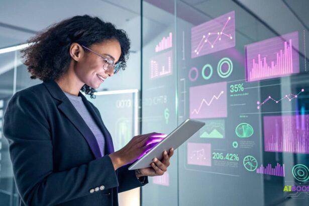 Solopreneur reviewing his digital presence using AI tools to align brand identity and messaging across platforms.